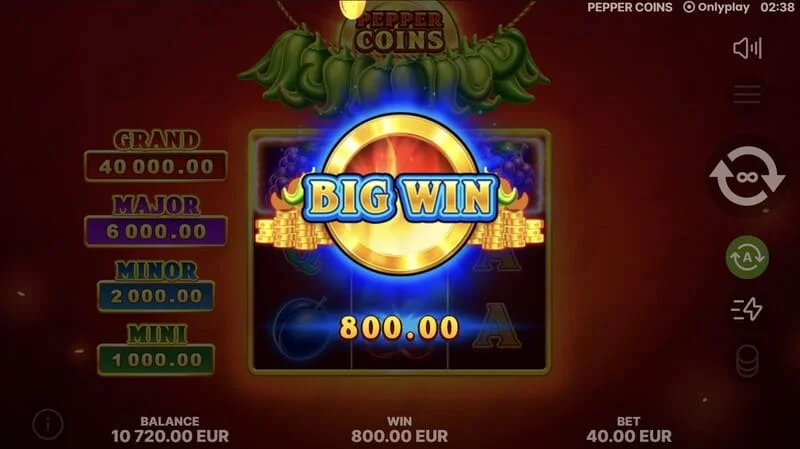 Pepper Coins - Gran ganancia en la cuadrícula de 3x3